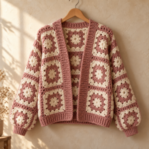 Handmade crochet cardigan — AI-generated demo image